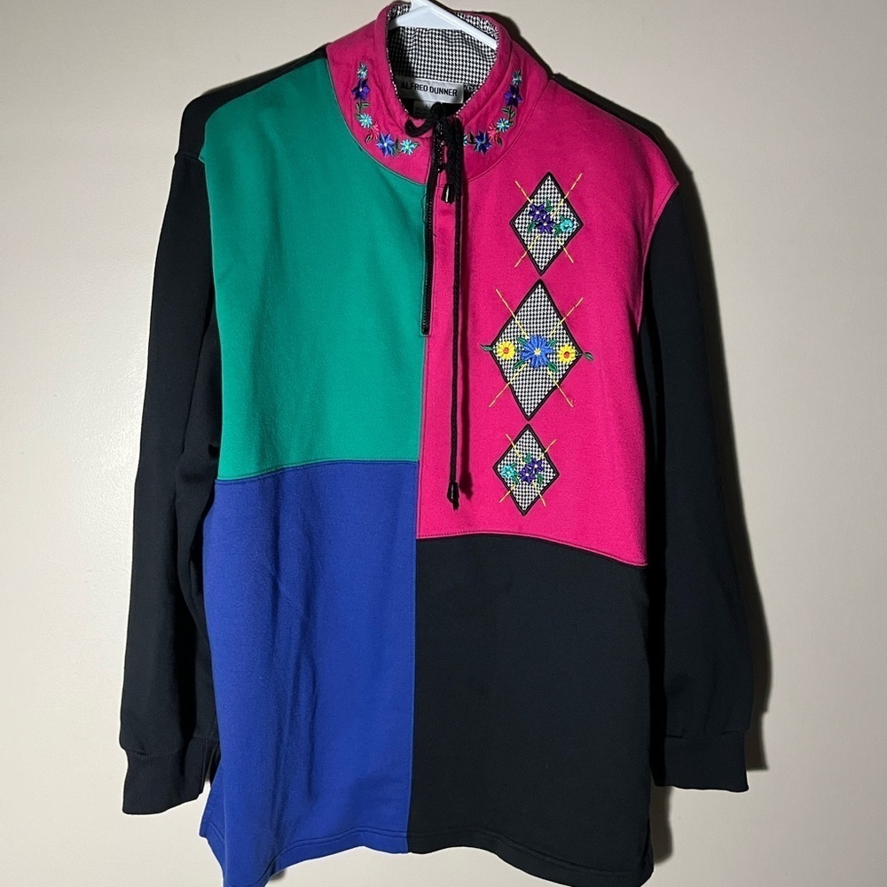 Vintage Alfred Dunner Color Block Quarter Zip
